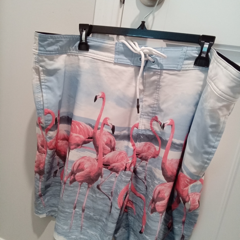 No Boundaries Men's Big & Tall Size 42 Flamingo Board Swim Shorts